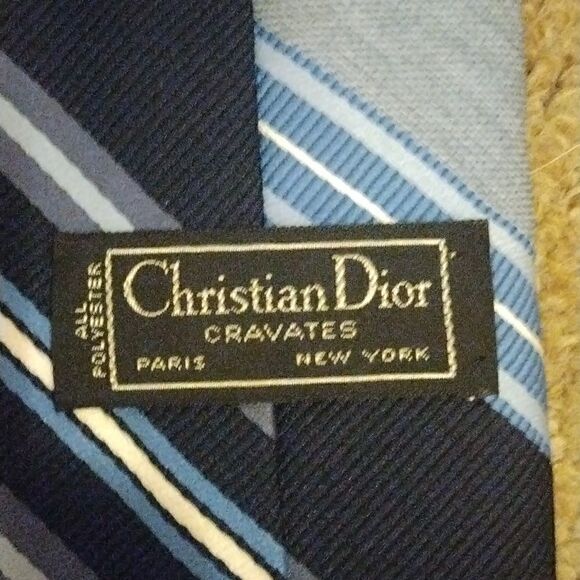 Christian Dior blue tones stripe tie - Picture 4 of 5